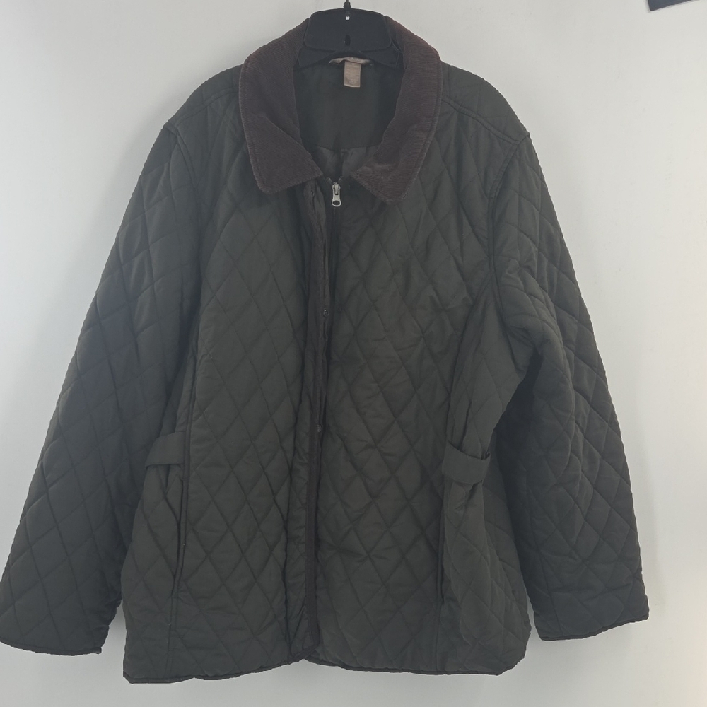 White Stag Dark Olive Jacket with Brown Corduroy Accents - Picture 1 of 16